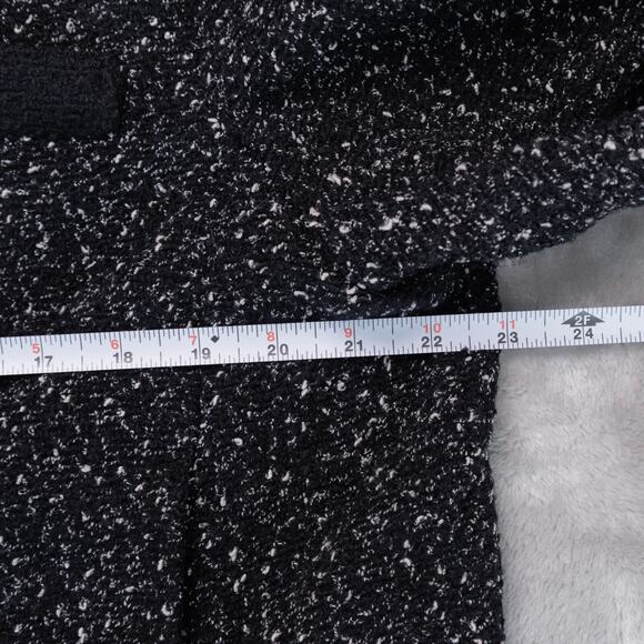 H&M Black White Textured Weave Wool Blend Tweed Lined Jacket Womens Size L - Picture 5 of 14